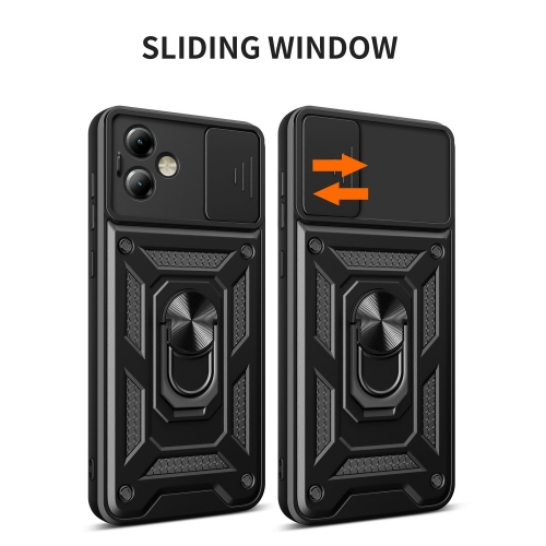 Удароустойчив калъф Slide Camera за Motorola Moto G14 4G, Черен