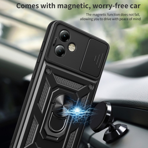 Удароустойчив калъф Slide Camera за Motorola Moto G14 4G, Черен