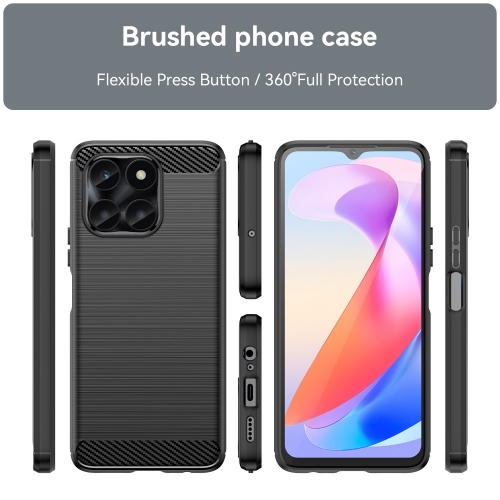 Силиконов Калъф Carbon Fibre Brushed за Huawei Honor X6a 4G, Черен