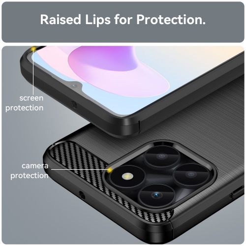 Силиконов Калъф Carbon Fibre Brushed за Huawei Honor X6a 4G, Черен
