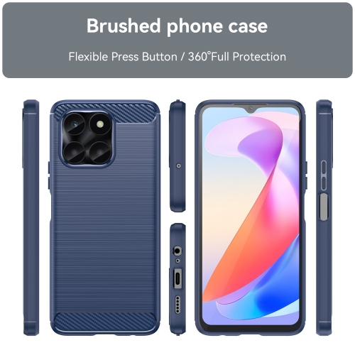 Силиконов Калъф Carbon Fibre Brushed за Huawei Honor X6a 4G, Син
