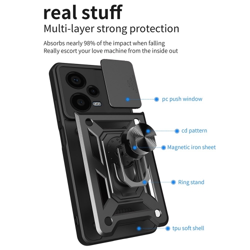 Удароустойчив калъф Slide Camera за Xiaomi Redmi Note 12 Pro Plus 5G, Черен