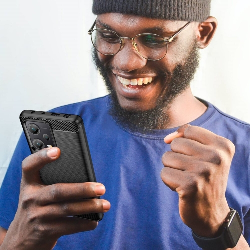 Силиконов Калъф Carbon Fibre Brushed за Xiaomi Redmi Note 12 Pro Plus 5G, Черен