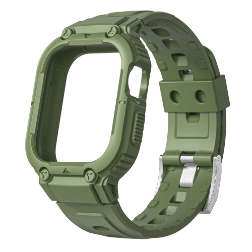 Силиконова каишка с бумпер за Apple Watch Series 8, 7 45mm, 6, 5, 4, SE, SE (2022) 44mm, 3, 2, 1 42mm, Зелен
