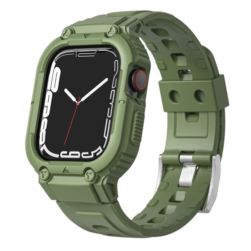 Силиконова каишка с бумпер за Apple Watch Series 8, 7 45mm, 6, 5, 4, SE, SE (2022) 44mm, 3, 2, 1 42mm, Зелен