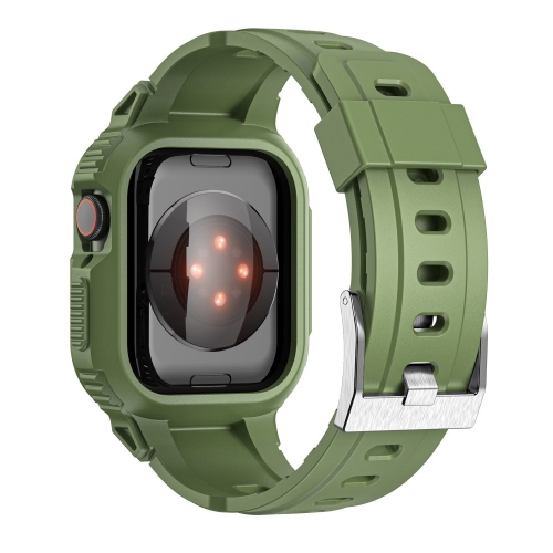 Силиконова каишка с бумпер за Apple Watch Series 8, 7 45mm, 6, 5, 4, SE, SE (2022) 44mm, 3, 2, 1 42mm, Зелен