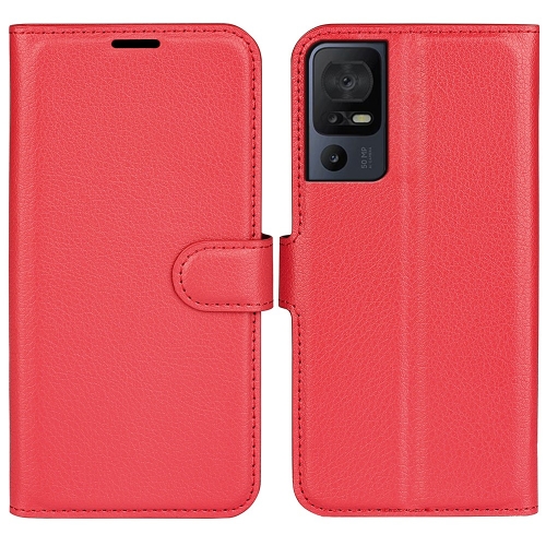 Калъф Тефтер Litchi Texture за TCL 40 SE, Червен