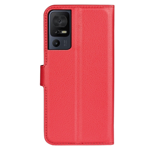 Калъф Тефтер Litchi Texture за TCL 40 SE, Червен