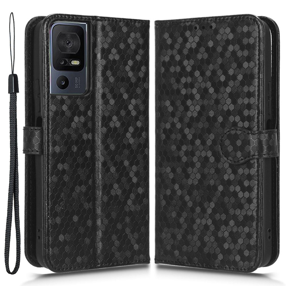 Калъф Тефтер Dot Pattern за TCL 40 SE, Черен