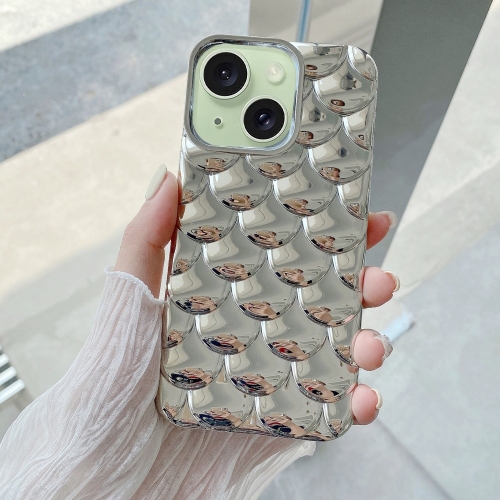 Силиконов калъф 3D Effect Mermaid Scale за iPhone 15, Сребрист