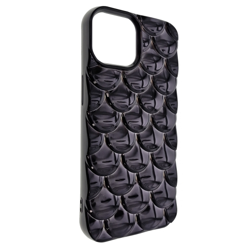 Силиконов калъф 3D Effect Mermaid Scale за iPhone 15, Черен