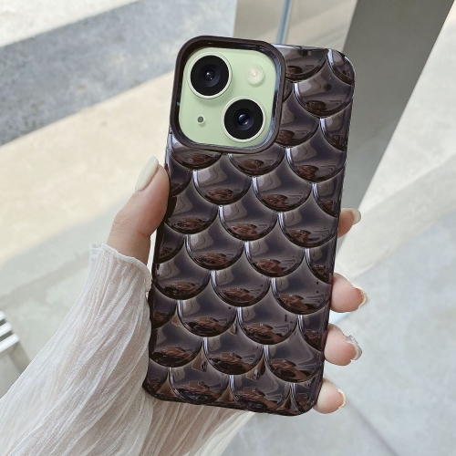 Силиконов калъф 3D Effect Mermaid Scale за iPhone 15, Черен