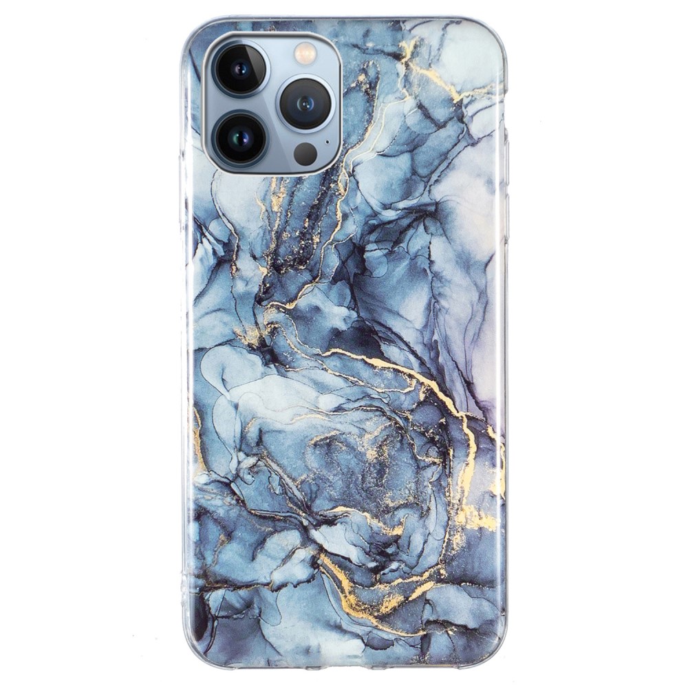 Силиконов калъф Marble Pattern IMD за iPhone 15 Pro, Сив мрамор
