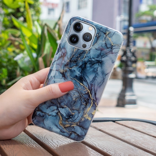 Силиконов калъф Marble Pattern IMD за iPhone 15 Pro, Сив мрамор