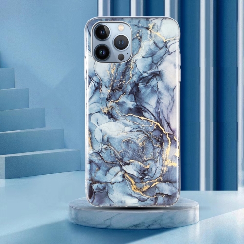 Силиконов калъф Marble Pattern IMD за iPhone 15 Pro, Сив мрамор