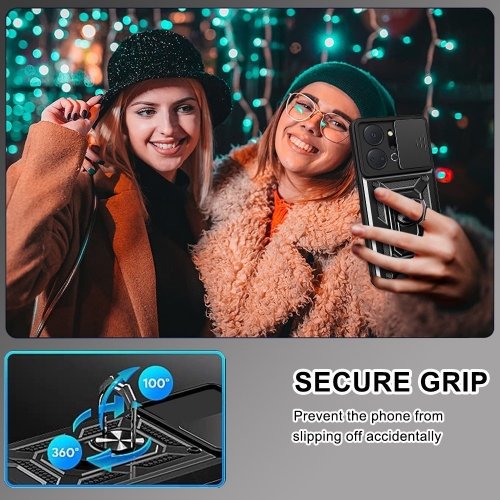 Удароустойчив калъф Slide Camera за Huawei Honor X7a 5G, Черен