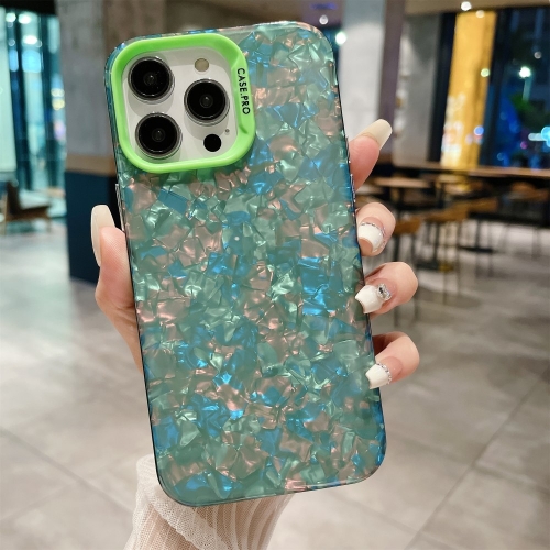 Удароустойчив калъф Shell Texture за iPhone 15 Pro, Зелен