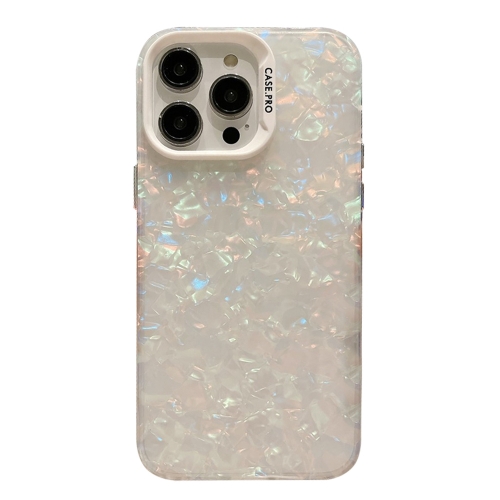 Удароустойчив калъф Shell Texture за iPhone 15 Pro, Бял