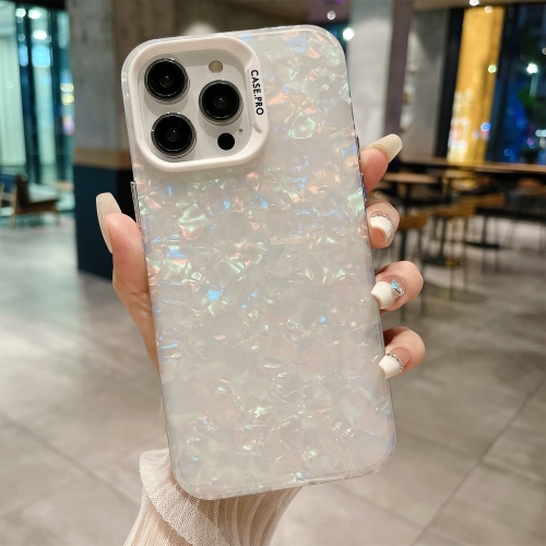 Удароустойчив калъф Shell Texture за iPhone 15 Pro, Бял