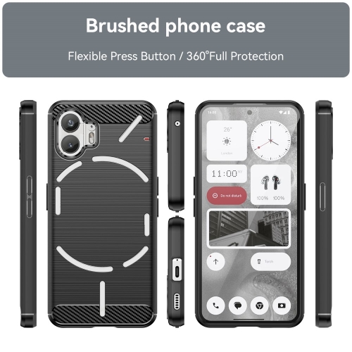 Силиконов Калъф Carbon Fibre Brushed за Nothing Phone 2, Черен