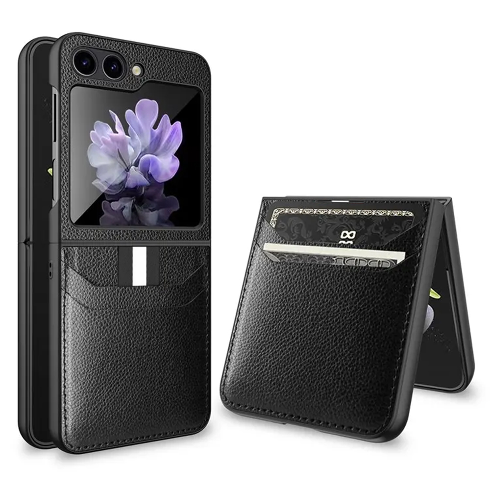 Удароустойчив калъф Ultra Thin Litchi за Samsung Galaxy Z Flip5 5G, Черен