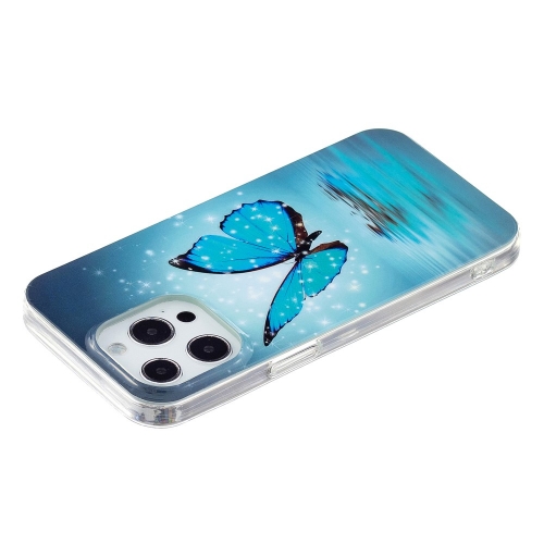 Силиконов калъф Noctilucent за iPhone 15 Pro, Светеща синя пеперуда