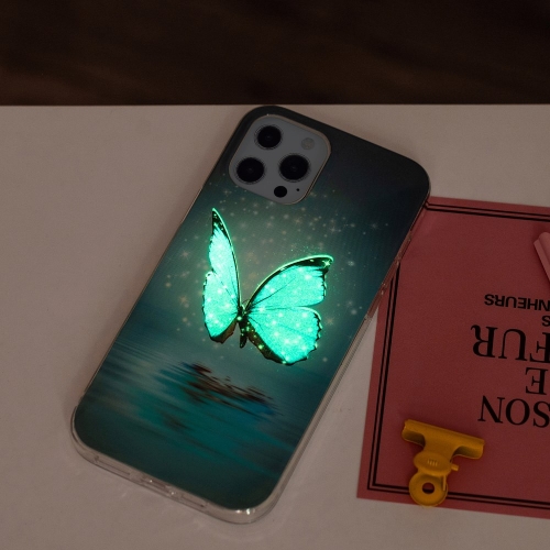 Силиконов калъф Noctilucent за iPhone 15 Pro, Светеща синя пеперуда