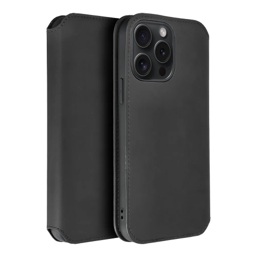 Калъф тефтер Dual Pocket за iPhone 15 Pro, Черен