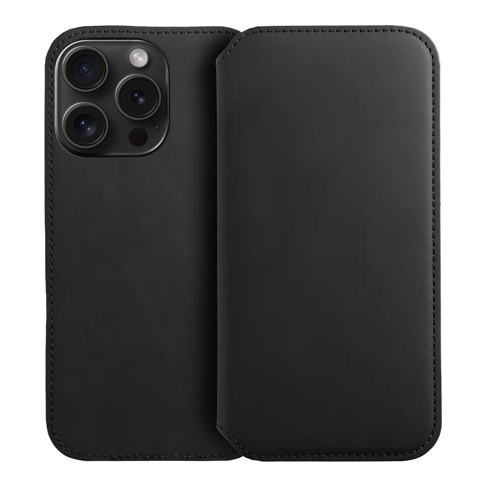 Калъф тефтер Dual Pocket за iPhone 15 Pro Max, Черен