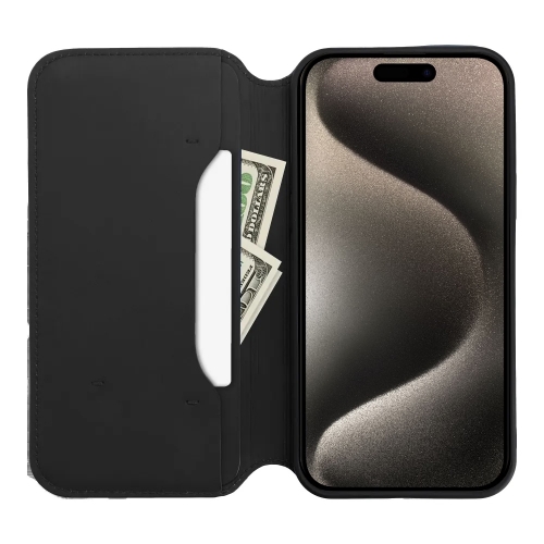 Калъф тефтер Dual Pocket за iPhone 15 Pro Max, Черен
