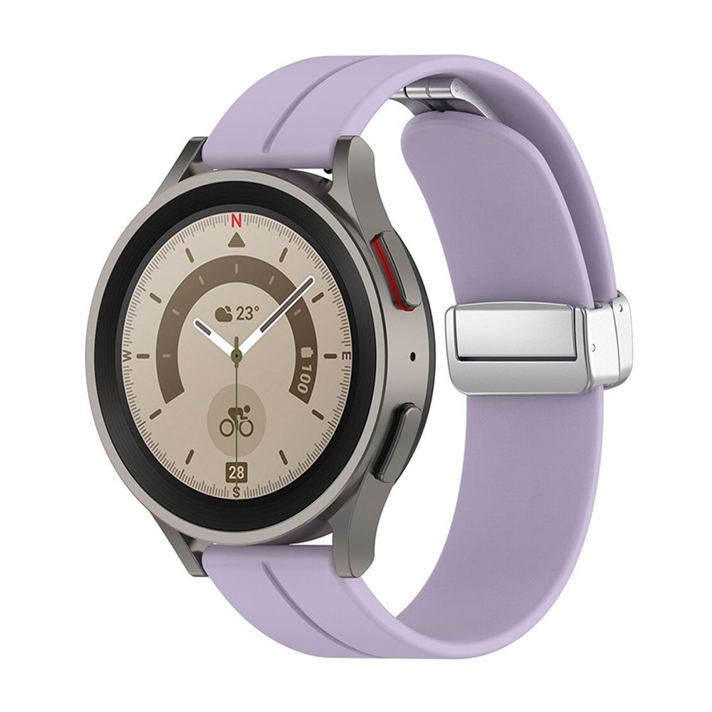 Силиконова Каишка Techsuit Watchband 20mm W011за Samsung Galaxy Watch 4, 5, Active 2, Huawei Watch GT3 (42mm), GT3 Pro (43mm), Лилав