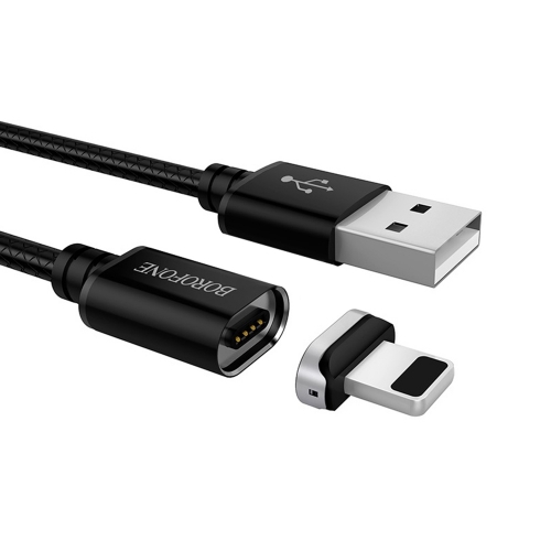 Магнитен Кабел Borofone MagJet BU1, 3A, 1.2m, Lightning, Черен