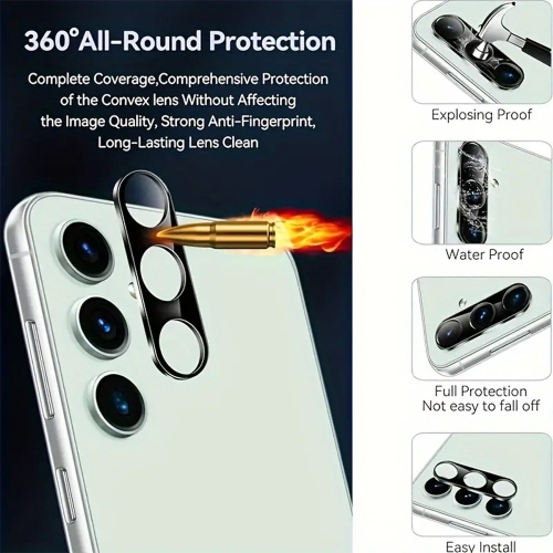 Стъклен Протектор 3D за камерата на Samsung Galaxy S23 FE, Черен