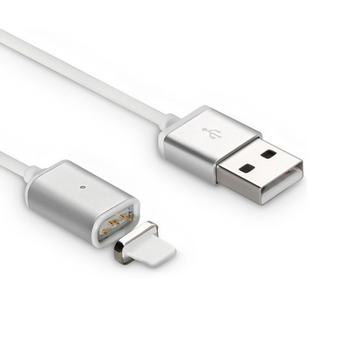 Магнитен кабел Magnetic от USB към Lightning за iPhone 5/6/7/8/X, 1m, Сребрист