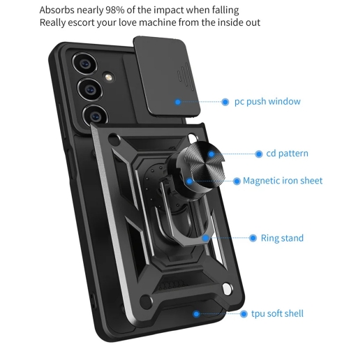 Удароустойчив калъф Slide Camera за Samsung Galaxy S23 FE, Черен