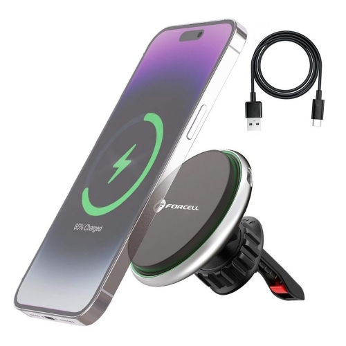Поставка за кола  с безжично зареждане FORCELL HS2, support MagSafe, 15W, Черен