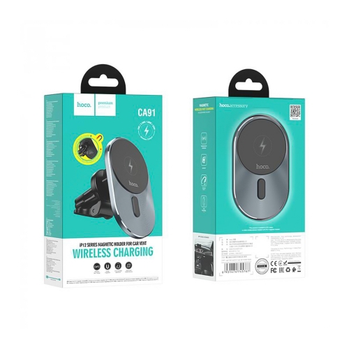Поставка за кола с безжично зареждане HOCO CA91, support MagSafe charging Magic, Сив