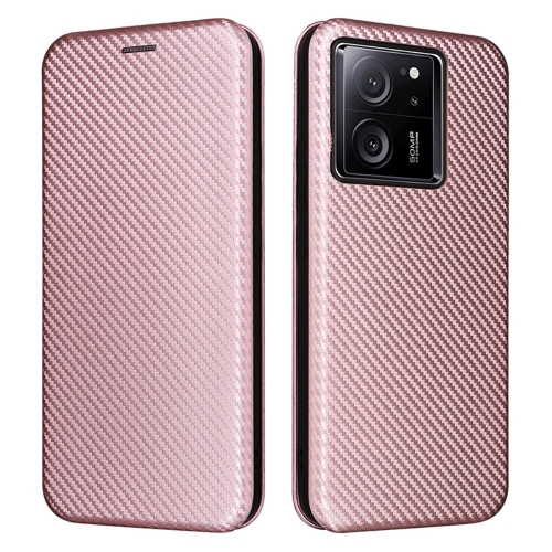 Калъф Тефтер Carbon за Xiaomi 13T/13T Pro, Розово-златист