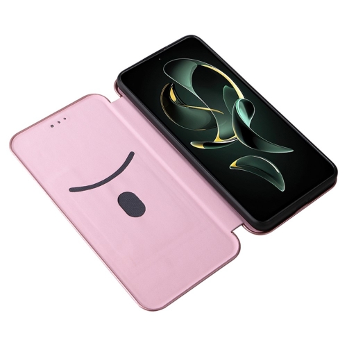 Калъф Тефтер Carbon за Xiaomi 13T/13T Pro, Розово-златист