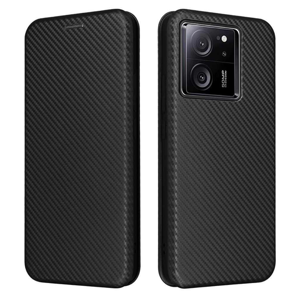 Калъф Тефтер Carbon за Xiaomi 13T/13T Pro, Черен