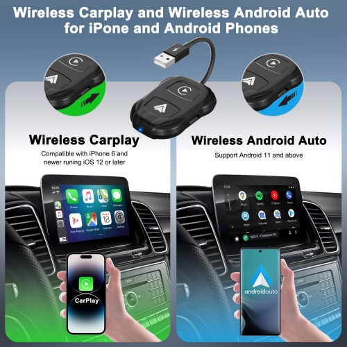 Безжичен Carplay Android Auto адаптер THT-020-9, Черен