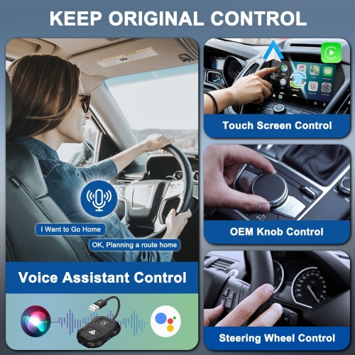 Безжичен Carplay Android Auto адаптер THT-020-9, Черен