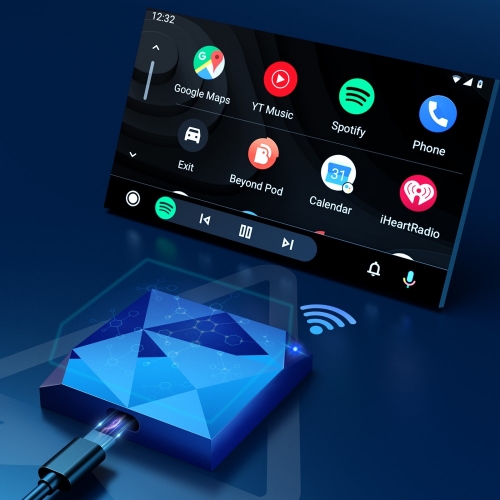Безжичен Carplay Android Auto адаптер CP-79, Син