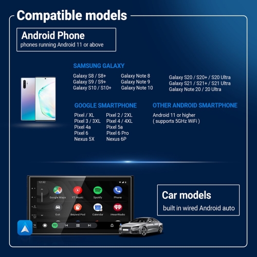 Безжичен Carplay Android Auto адаптер CP-79, Син