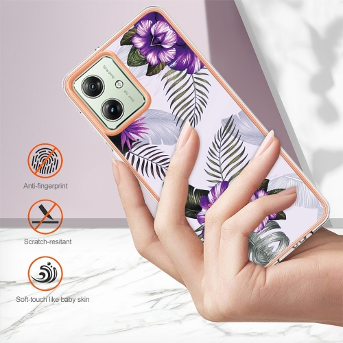 Удароустойчив калъф YB IMD за Motorola Moto G54 5G, Лилави цветя