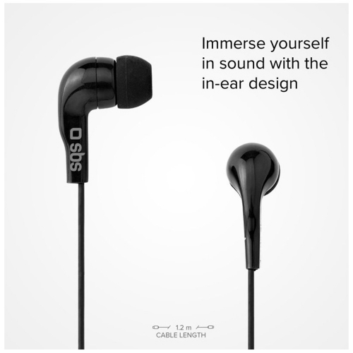 Слушалки с микрофон SBS MIX 10, Jack 3.5mm, Черен
