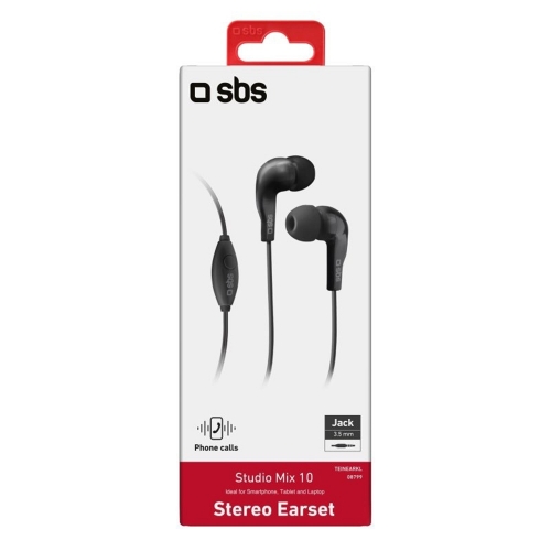 Слушалки с микрофон SBS MIX 10, Jack 3.5mm, Черен