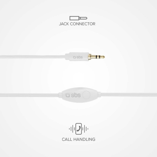 Слушалки с микрофон SBS MIX 10, Jack 3.5mm, Бял
