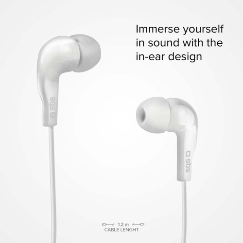 Слушалки с микрофон SBS MIX 10, Jack 3.5mm, Бял