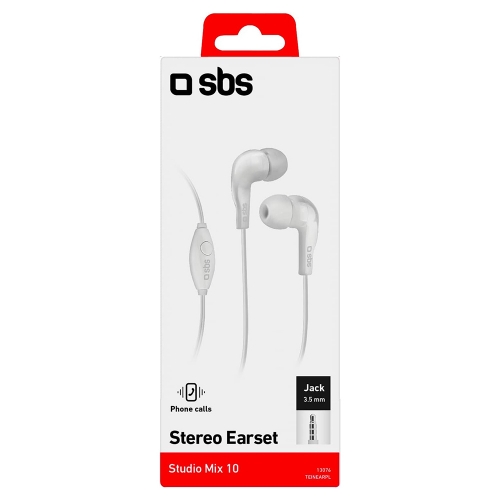 Слушалки с микрофон SBS MIX 10, Jack 3.5mm, Бял